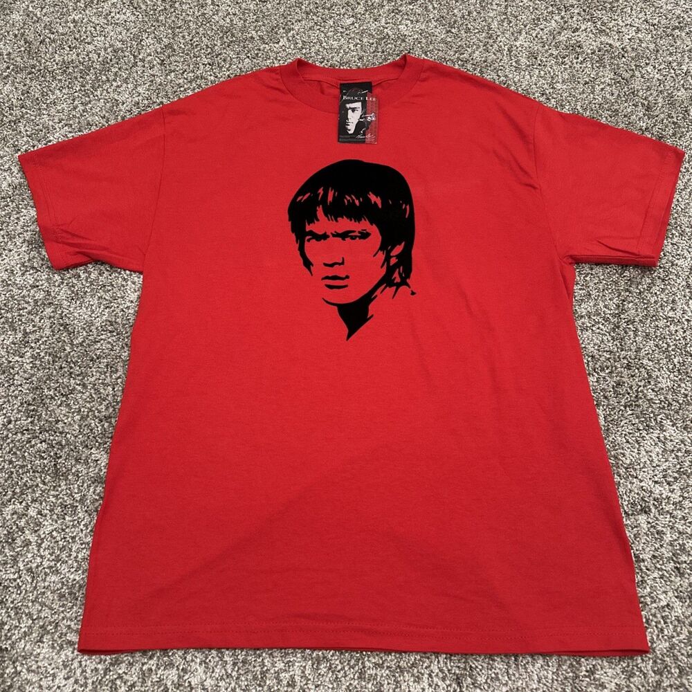 Vintage 1975 Bruce Lee Felt Patch Movie Promo T-Shirt Men’s Size L Red/Black NWT
